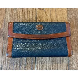 Dooney & Bourke pebbled vintage black and brown leather wallet medium thumbnail 7