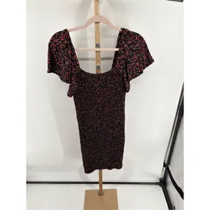 Waverleigh Black Red Floral Smocked Short Sleeve Dress Size Large NWT thumbnail 6