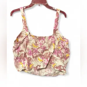 Sonoma Floral Banana Poplin Pajama Cami Tank Top Loungewear Tropical Coquette L thumbnail 5
