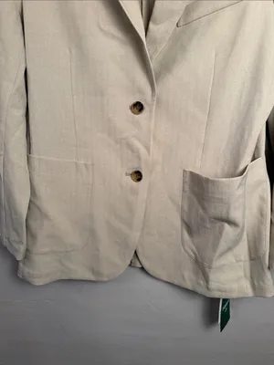 HALARA collar, long sleeve work linen- feel blazer with pockets size extra small thumbnail 8