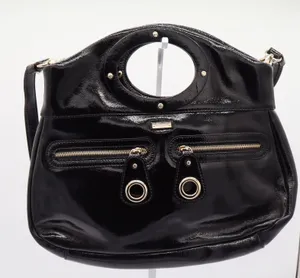 Kate Spade Handbag Womens Large Patent Leather Black Cutout Handle Excellent thumbnail 1