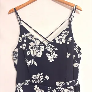 Premier Amore Floral Maxi Dress Womens L Navy Wedding Elegant Cocktail Party‎ thumbnail 2