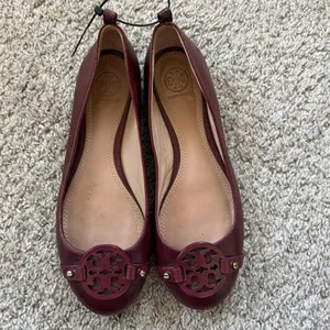 Tory Burch Mini Miller Burgundy Flats thumbnail 2