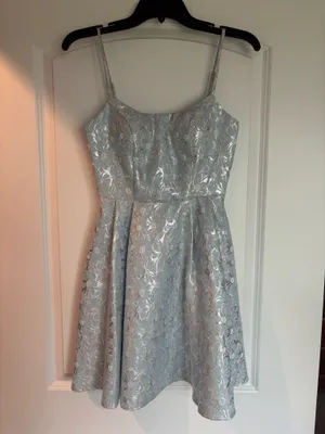 Next/Up Silver and Blue Homecoming Dress thumbnail 2