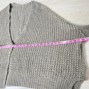 Free People Chunky Knit Oversized Cardigan Taupe Wool Angora Batwing Sweater L thumbnail 7