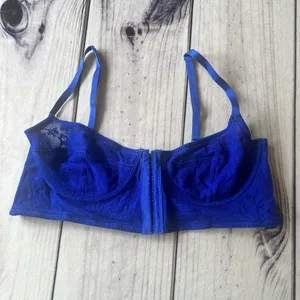Free People Intimately Blue Lace Longline Front Close Bra thumbnail 3