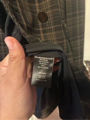 Rachel Zoe Plaid Double Breasted Longline Blazer Charcoal Brown Workwear thumbnail 3