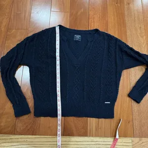 Abercrombie & Fitch Navy‎ Cable Knit V-Neck Sweater L thumbnail 9