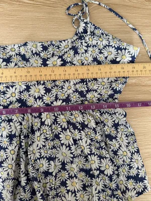 Free People XL Mia Cami Top Navy White Floral Babydoll Relaxed Boho Flowy thumbnail 6