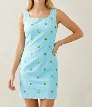 Lilly Pulitzer blue dress with green embroidery thumbnail 1