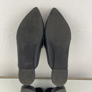 Black Leather Fortress Horse Bit Pointed Toe Slip On Loafer Mules thumbnail 12