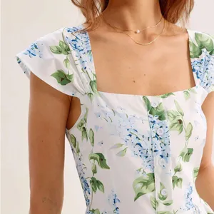 Rihoas White Floral Square Neck Mini Dress thumbnail 2