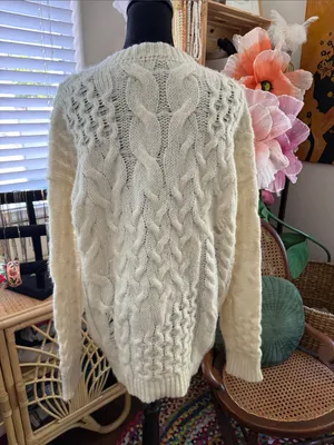 Free People Chunky Distressed Cable Knit Preppy Boho Hippie Chic Montauk Sweater thumbnail 2