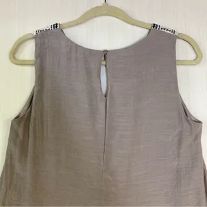 Luxology Taupe Sleeveless Embroidered Sequin V-Neck Shift‎ Dress Y7365114 thumbnail 5