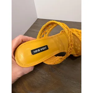 Nine‎ West Kalani Yellow Woven Cork Platform Wedge Sandals Size 8.5 New thumbnail 9