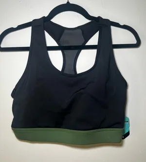 LuLaRoe Black Sports Bra with Olive Green Band thumbnail 1