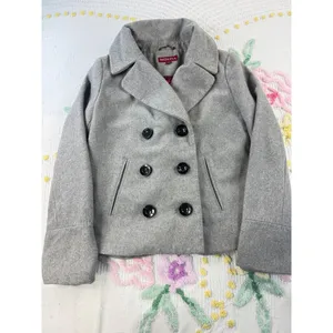 Merona Women Double‎ Breasted Gray Wool Blend Pea Coat Jacket Size Medium thumbnail 3