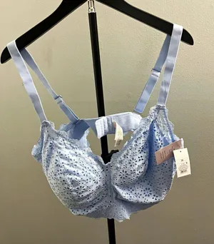 Light blue Floral Lace Underwire Full Coverage Bra Adjustable Straps2x Size XXL thumbnail 1