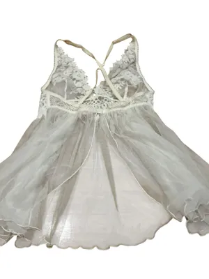 Victoria’s Secret babydoll dress white sheer embroidered size medium thumbnail 3