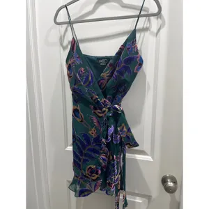 PatBO Nightflower Burnout Velvet Wrap Mini Dress Sz 0 thumbnail 6