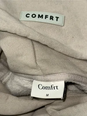 COMFRT Women's Uni-Sex Size M Cement Beige Tranquil Hooded Hoodie Sweatshirt thumbnail 4