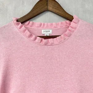 J Crew Womens Cotton Ruffleneck Sweater XL Preppy Coquette Twee Quiet Luxury Top thumbnail 3