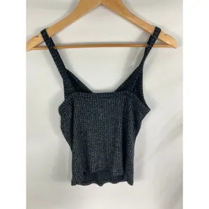 American Eagle Soft & Sexy Silver Black Ribbed Tank Size Large thumbnail 3