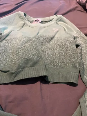 Gymshark Green Ombre Seamless Long Sleeve Crop Top thumbnail 9