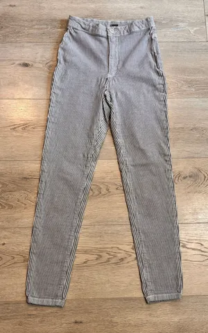 Free People Striped‎ High Waist Pants Size 25 Waist Belle Skinny Trouser Blue thumbnail 1