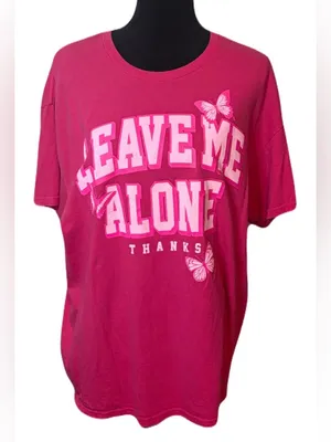 (Gildan) Pink Leave Me Alone Butterfly Tee: Size XL thumbnail 1