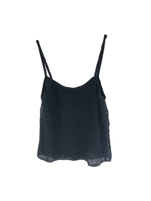 Ralph Lauren Camisole Top Crochet Linen Blend Black XS thumbnail 2