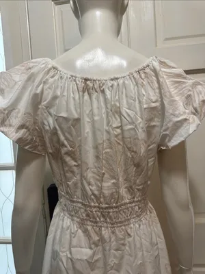 Marie Oliver Emilia White & Beige Floral Fit-and-Flare Dress Size Medium thumbnail 12