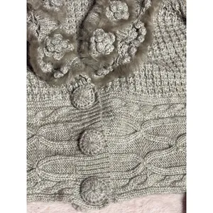 ROZ‎ & ALI Faux Fur Trimmed Cardigan Sweater Jacket Sz L Large I0216 thumbnail 4