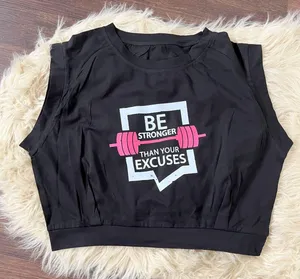 "Be Stronger Than Your Excuses" Graphic Crop Top Cotton L thumbnail 1