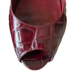 Tory Burch Allison Croc Patent Slingback Peep Toe‎ Block Heels 8 Bordeaux thumbnail 10