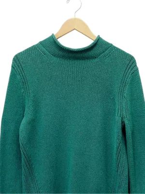 J. Crew Always The 1988 Rollneck Sweater L Emerald Green Cotton Heritage Preppy thumbnail 6