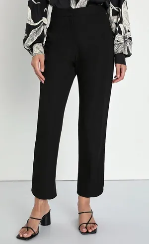 Lulu’s Everyday Success Black Straight Leg Trouser Pants thumbnail 1