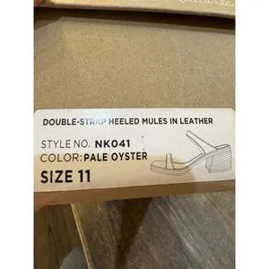 Madewell The Saige Double Strap Heeled Mules Sandal Leather Pale Oyster Size 11 thumbnail 9