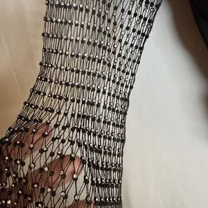 ENVME BLACK STRETCH RHINESTONE MESH BODYSUIT SNAP CROTCH Size Small NWT thumbnail 5