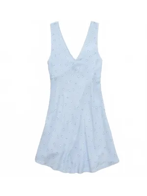 AE V-Neck Mini Slip Dress American Eagle NWT Blue White Hearts Size Medium thumbnail 5