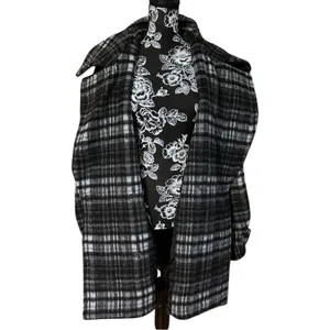 Free People Highlands Wool Plaid Peacoat Size XL thumbnail 7