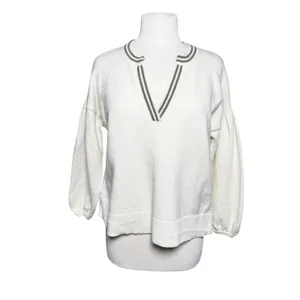 MADEWELL Women’s Wiltshire Vneck Cream Varsity Stripe Pullover Sweater thumbnail 3