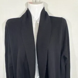 Quince Black 100% Mongolian Cashmere Shawl Cardigan Women Large NWT Luxury Knit thumbnail 3