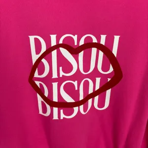 Anthropologie Jordan Nickson Bisou Bisou Sweatshirt Cotton Stretch Pink Medium thumbnail 8