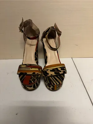 BAMBOO Animal Print Platform Heels with Red Accents thumbnail 3