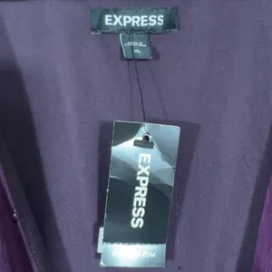 NWT Express Smocked Metallic Clip Dot Blouse Purple Whimsigoth V-Neck Size XL thumbnail 5