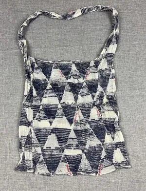 Free People Shoulder Bag Womens Medium Blue Geometric Cotton Boho Lightweight thumbnail 1