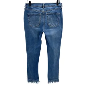 Free People‎ Women's Blue Denim Distressed Frayed Fringe Hem Jeans Size 30 thumbnail 2