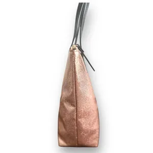 Kate Spade Rose Gold Glitter Small Tote Bag Sparkle Brown Bow‎ Holiday Party thumbnail 3