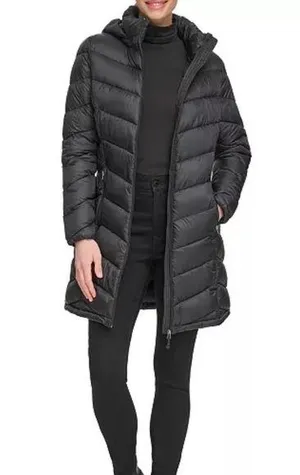 Charter Club Packable Hooded Puffer Coat Size Large Black thumbnail 1